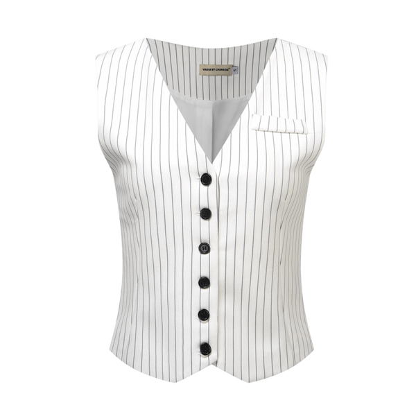 Vague striped vest- White
