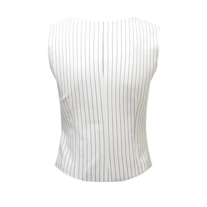 Vague striped vest- White