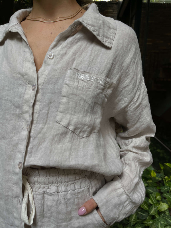 Vague linen button up shirt- Stone