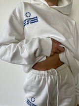 VAGUE WHITE HOODIE WITH BLUE EMBROIDERY