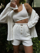 VAGUE WAFFLE SHORTS WHITE