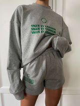 VAGUE GREY SWEATSHIRT WITH GREEN EMBROIDERY